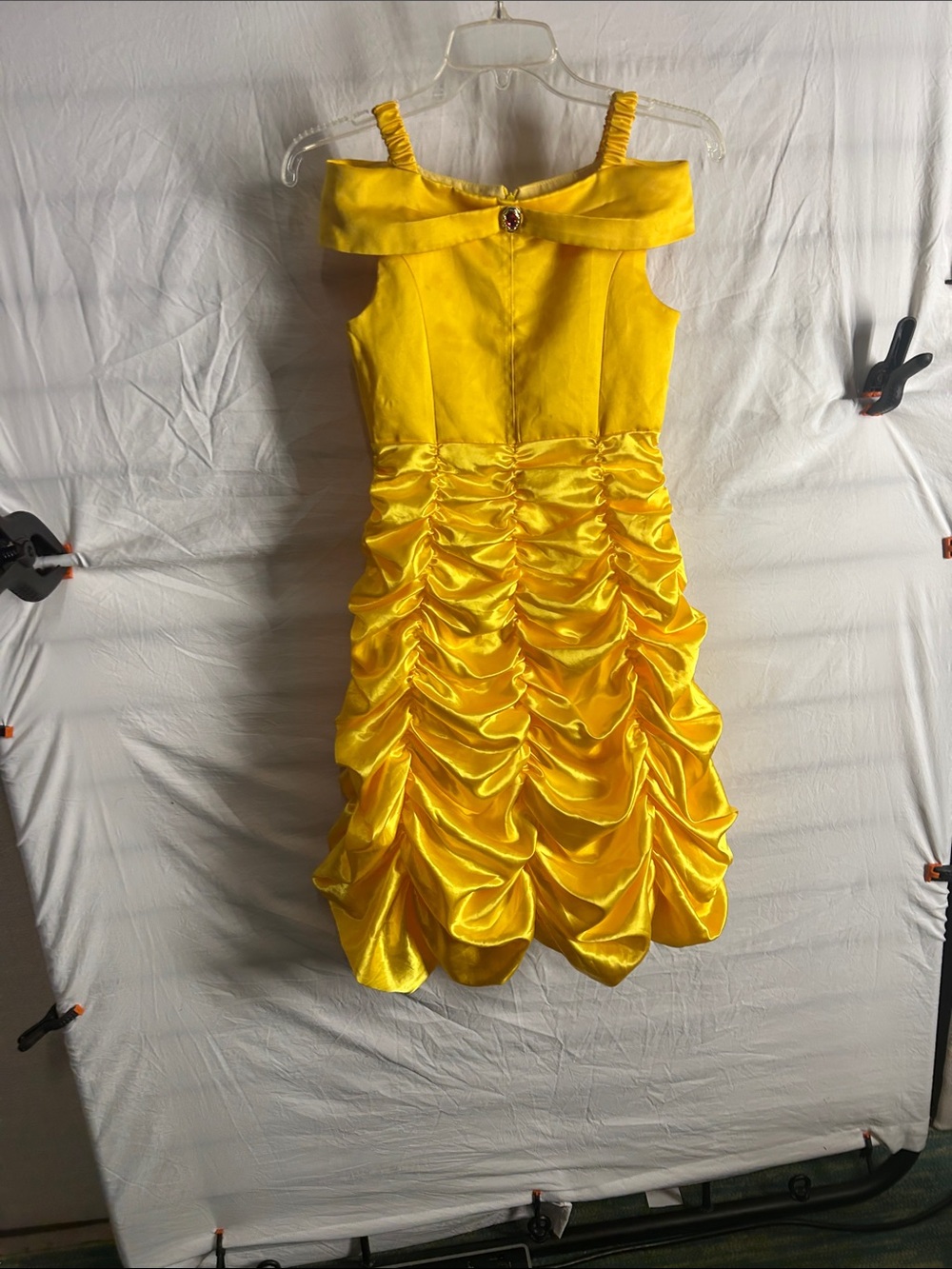 Yellow Ruched Satin Party Dress for Girls
